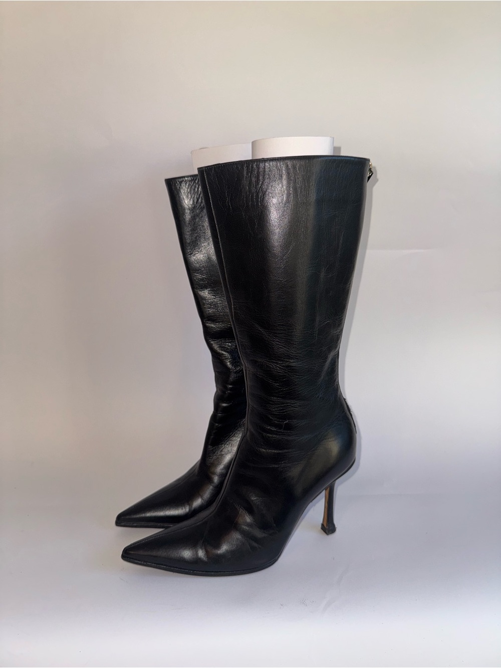 Jimmy Choo Vintage Knee High Leather Boots Pointed Toe Stiletto Women’s Size 36